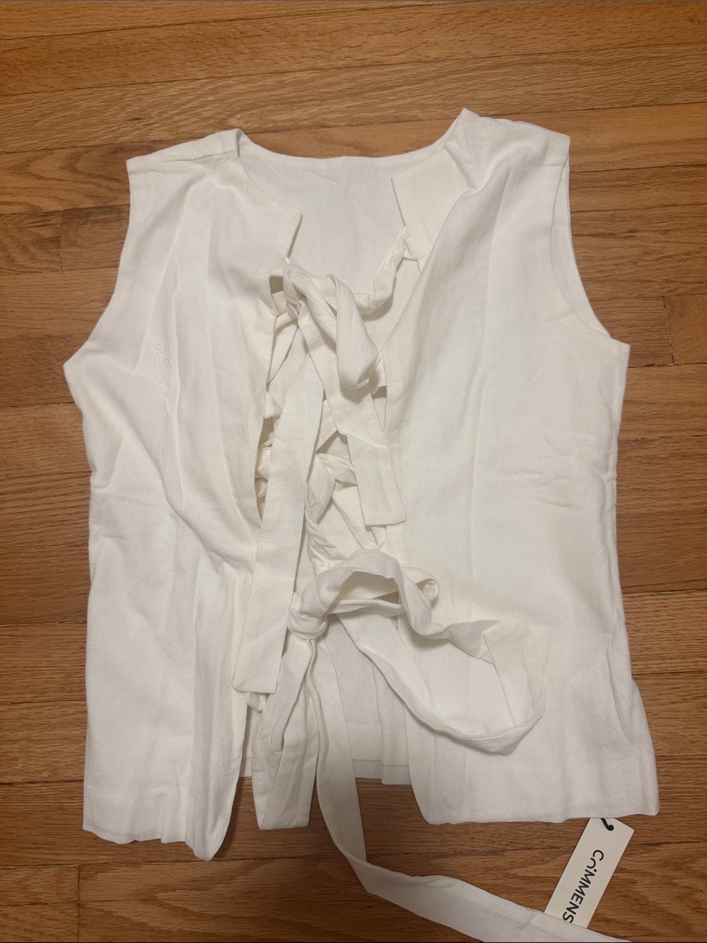 Commense White Tie-Front Sleeveless Camisole